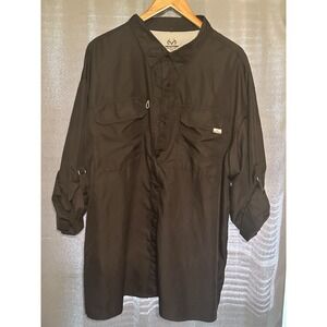 Realtree Shirt Adult 3XL Black Fishing Vented Button Up Guide Mens Outdoor